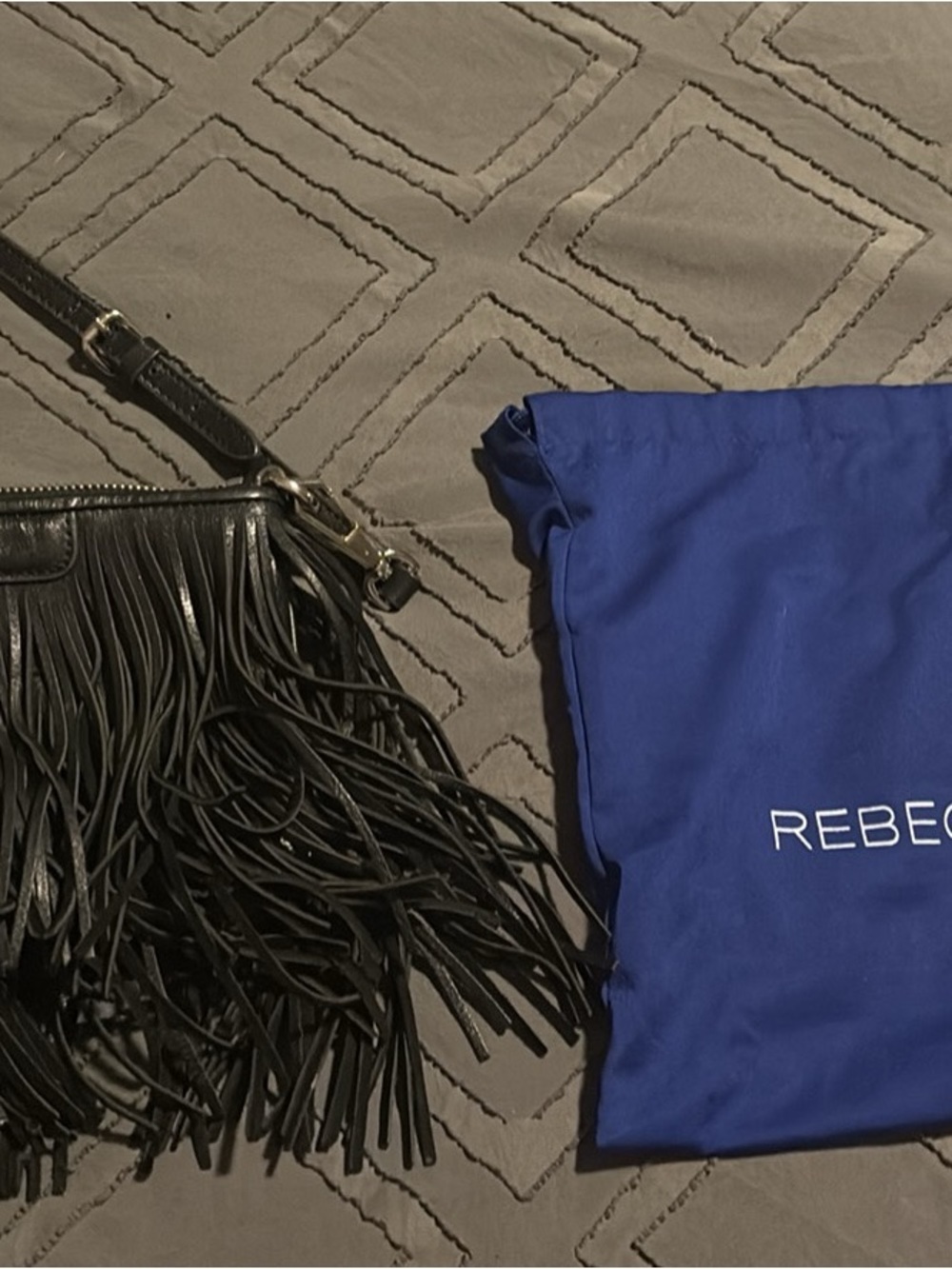 Rebecca Minkoff Black Leather Fringe Crossbody - Sleek Fringe Design